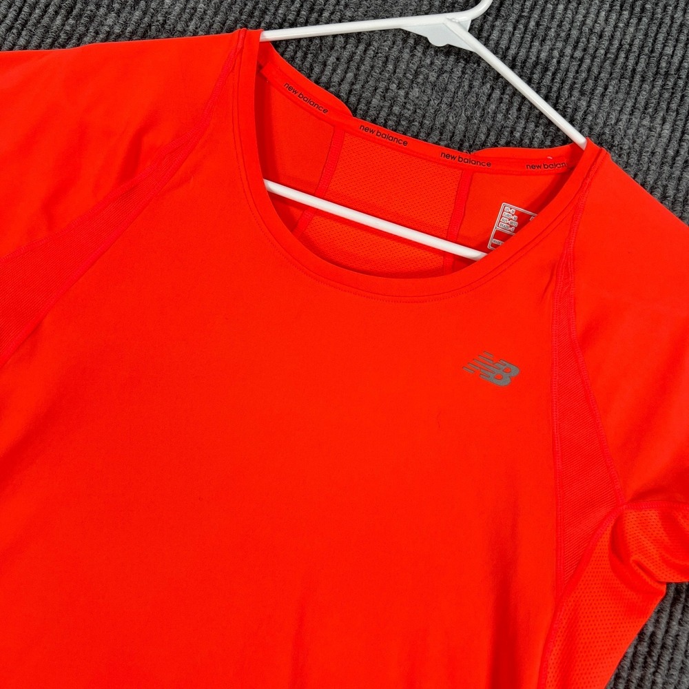 New Balance Performance Shirt Womens Medium Orange Short Sleeve Running Gym